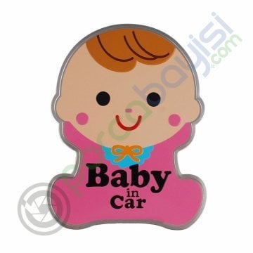 Arabada Bebek Var 3D Sticker Baby In Car 3D Sticker Pembe Bebek Figürlü