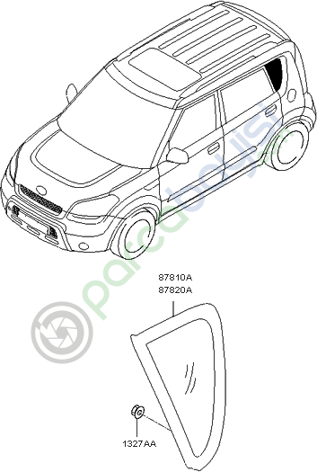 Kia Soul Kelebek Camı Sağ Orjinal | 878202K000