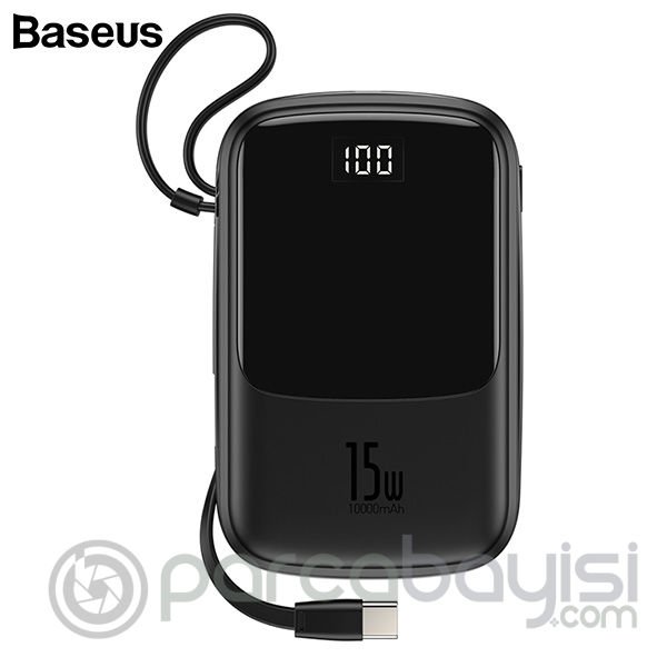 Baseus Q pow 3A Dijital Gösterge 10000mAh Power Bank +Type C Başlık