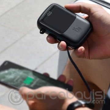 Baseus Q pow 3A Dijital Gösterge 10000mAh Power Bank +Type C Başlık