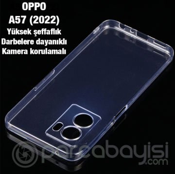 Ally OPPO A57 (2022) Kılıf Kamera Korumalı Ultra İnce Şeffaf Silikon Kılıf