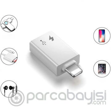 İOS iPhone İçin Erkek Usb Type C Dişi Otg Kulaklık ve Şarj Adaptörü