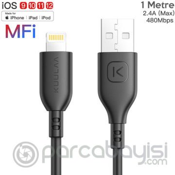 KUULAA 1M MFI Sertifikalı 2.4A İPhone 11,11Pro XS XR-8 Usb kablo