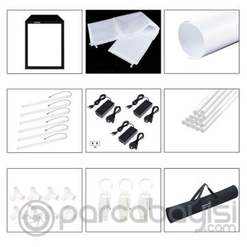 PULUZ 200CM Profesyonel 240 W 5500 LED Işıklı  Fotoğraf Çekim Çadırı Studyo