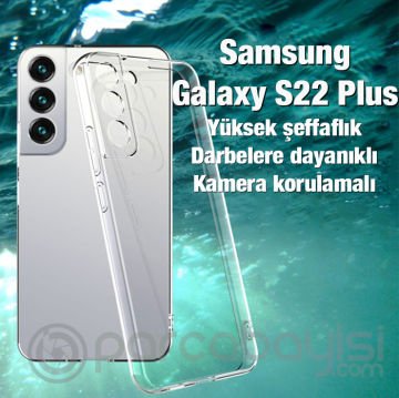 Ally SM Galaxy S22 Plus Kılıf Kamera Korumalı Ultra İnce Şeffaf Silikon Kılıf