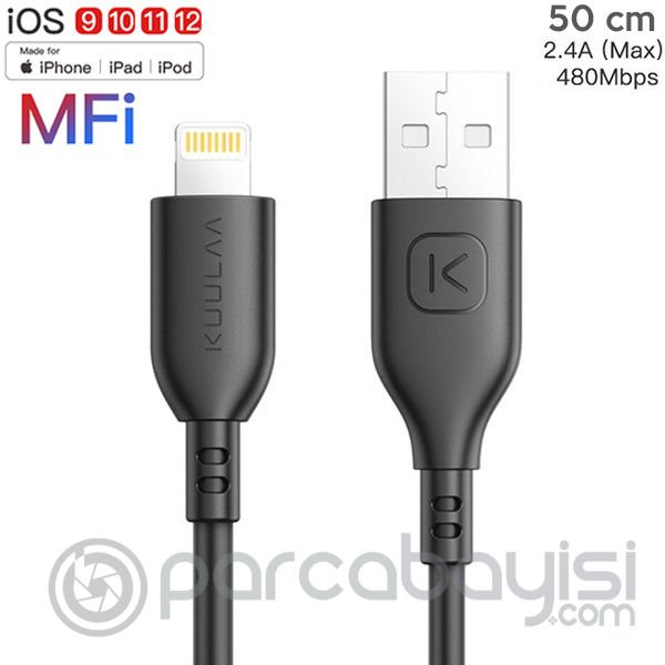 KUULAA 0.5M MFI Sertifikalı 2.4A İPhone 11,11Pro XS XR-8 Usb kablo