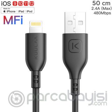 KUULAA 0.5M MFI Sertifikalı 2.4A İPhone 11,11Pro XS XR-8 Usb kablo