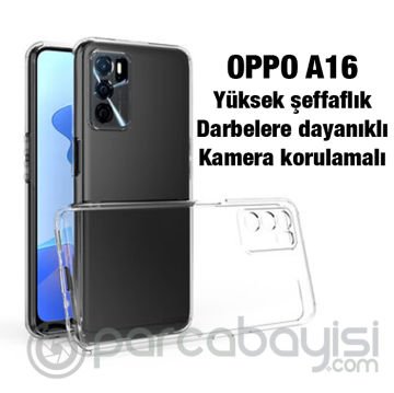 Ally OPPO A16 Kılıf Kamera Korumalı Ultra İnce Şeffaf Silikon Kılıf