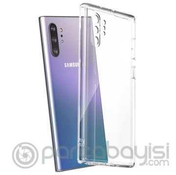 Ally SM Galaxy Note 10+ Plus (SM-N975F) Kılıf Kamera Korumalı Ultra İnce Şeffaf Silikon Kılıf