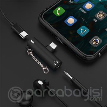 Anahtarlık Usb Type C 3.5mm Kulaklık Ve Şarj Dönüştürücü Başlık Adaptör