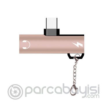 Anahtarlık Usb Type C 3.5mm Kulaklık Ve Şarj Dönüştürücü Başlık Adaptör