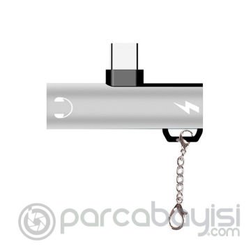 Anahtarlık Usb Type C 3.5mm Kulaklık Ve Şarj Dönüştürücü Başlık Adaptör