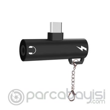 Anahtarlık Usb Type C 3.5mm Kulaklık Ve Şarj Dönüştürücü Başlık Adaptör