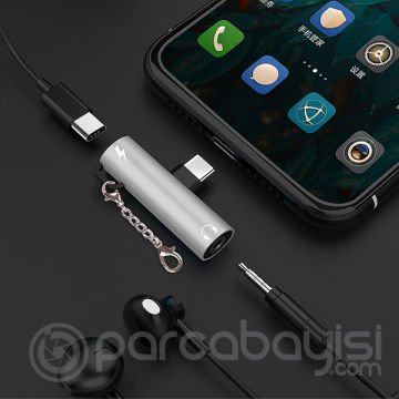 Anahtarlık Usb Type C 3.5mm Kulaklık Ve Şarj Dönüştürücü Başlık Adaptör