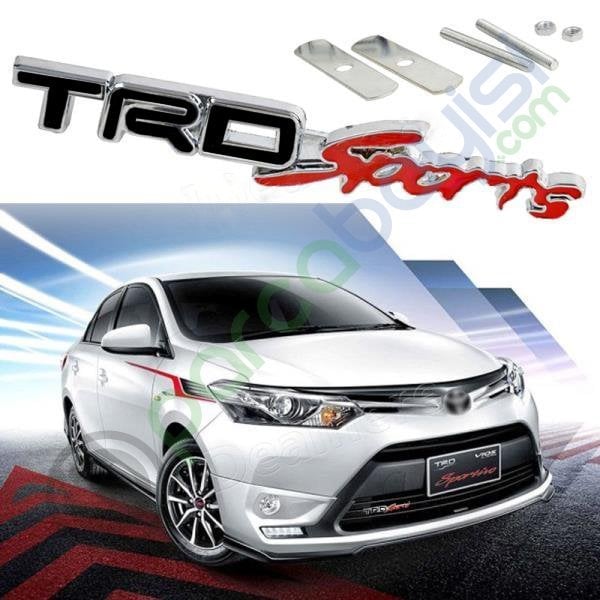 Trd Sports Ön Panjur Metal 3D Logo Amblem Sticker Siyah Kırmızı