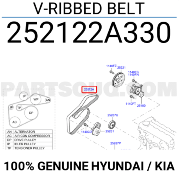 Kia Cerato Rio Carens V Kayışı Orjinal | 252122A330