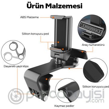 ALLY 360 Dönerli Mouth Oto-Araç Torpido Uzeri Telefon Tutucu Park Numaratörü