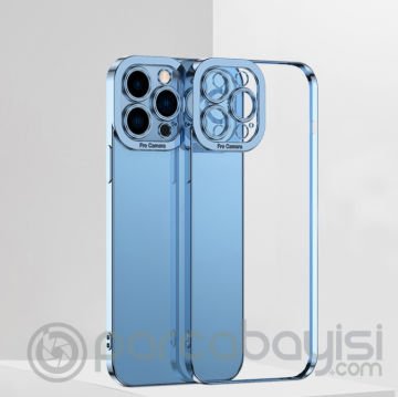 ALLY Fashion Series iPhone 12 Pro Kılıf Renkli Kenar Lazer Çerçeveli Silikon Kılıf