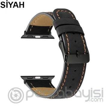Ally Apple Watch 7-8 45mm 6-5-4 44mm Lüx Deri Kordon Kayış 3-2-1 42mm