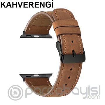 Ally Apple Watch 7-8 45mm 6-5-4 44mm Lüx Deri Kordon Kayış 3-2-1 42mm