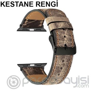 Ally Apple Watch 7-8 45mm 6-5-4 44mm Lüx Deri Kordon Kayış 3-2-1 42mm