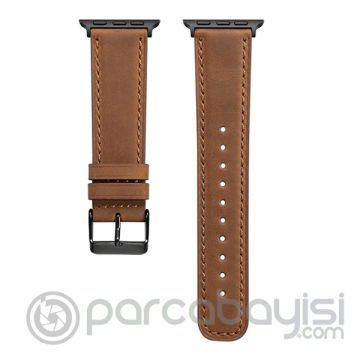 Ally Apple Watch 7-8 45mm 6-5-4 44mm Lüx Deri Kordon Kayış 3-2-1 42mm