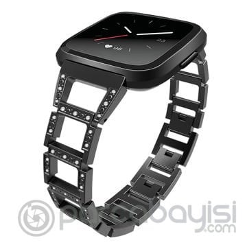 Fitbit Versa Metal Diamond İşlemeli Akıllı Saat Kayış Kordon