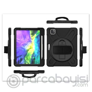 iPad Air 4. Nesil 10.9 Kılıf Shockproof 3 Katmanlı Standlı Zırh Kılıf Kalem Yerli