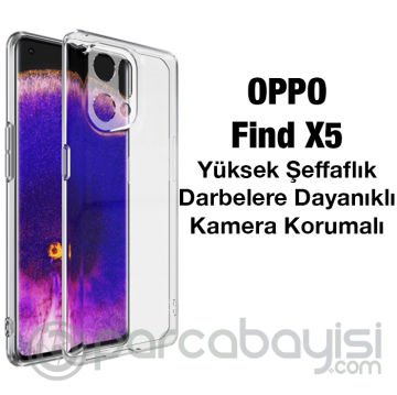 Ally OPPO Find X5 Kılıf Kamera Korumalı Ultra İnce Şeffaf Silikon Kılıf