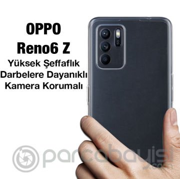Ally OPPO Reno6 Z Kılıf Kamera Korumalı Ultra İnce Şeffaf Silikon Kılıf