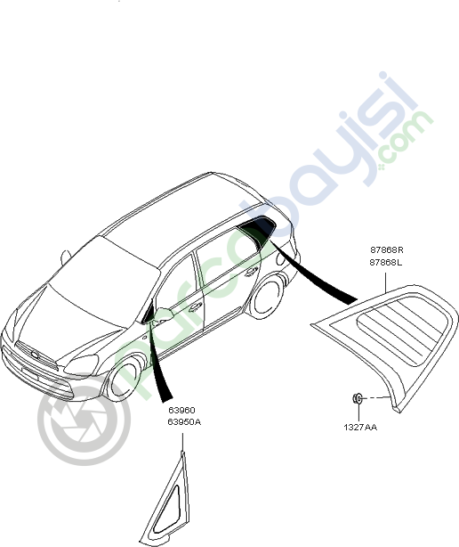Kia Carens Kelebek Camı Fitil Sağ Orjinal | 878801D000