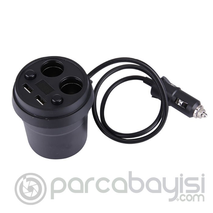 ALLY Car Cup Cift Usb Dijital Gostergeli Araç Şarjı