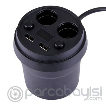 ALLY Car Cup Cift Usb Dijital Gostergeli Araç Şarjı