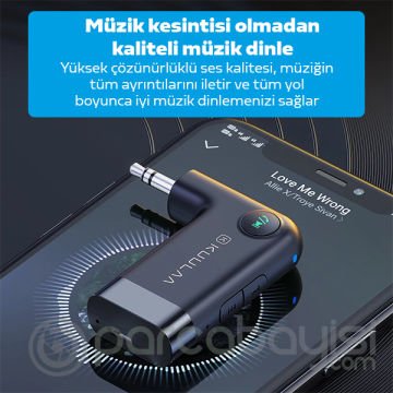 KUULAA Wireless Bluetooth 5.0 3.5mm Jack Aux Araç Ses Aktarım Kiti Adaptöru