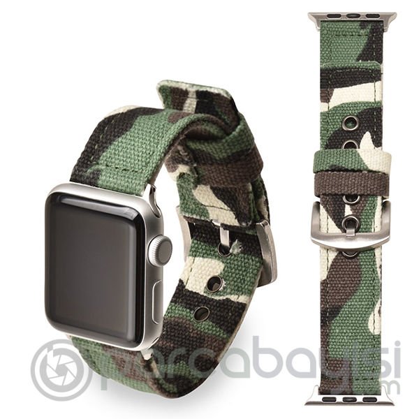 Ally Apple Watch 7-8 45mm 6-5-4 44mm Jeep Nylon Kayış Kamuflaj 3-2-1 42mm
