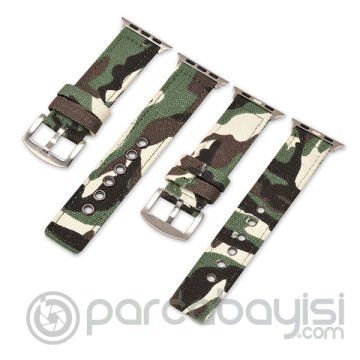 Ally Apple Watch 7-8 45mm 6-5-4 44mm Jeep Nylon Kayış Kamuflaj 3-2-1 42mm