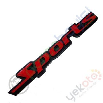 Sports Metal 3D Logo Amblem Sticker Kırmızı
