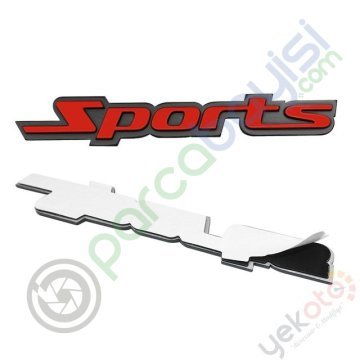 Sports Metal 3D Logo Amblem Sticker Kırmızı