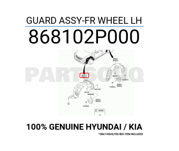 Kia Sorento Ön Çamurluk İç Davlumbaz Sol Orjinal | 868102P000