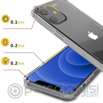 İPhone 12 Mini  5.4 Anti-Drop Silikon Kılıf Shockproof Şeffaf  kılıf