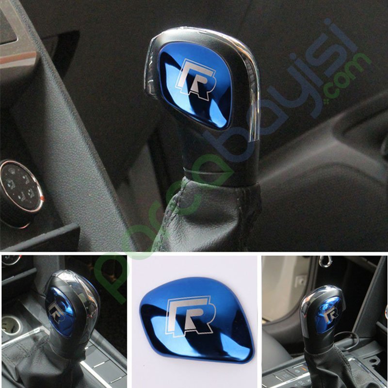 Volkswagen R Vites Topuzu Logo 3D Dekoratif Metal Kapak Logo Sticker Mavi