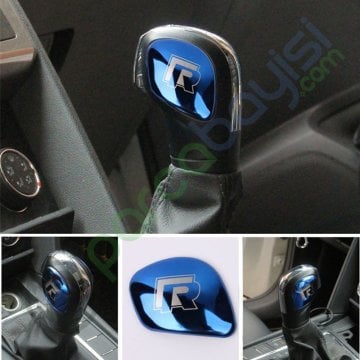 Volkswagen R Vites Topuzu Logo 3D Dekoratif Metal Kapak Logo Sticker Mavi