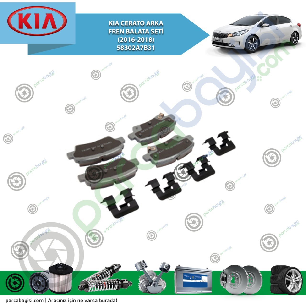 Kia Cerato Arka Fren Balata Seti Orjinal | 58302A7B31