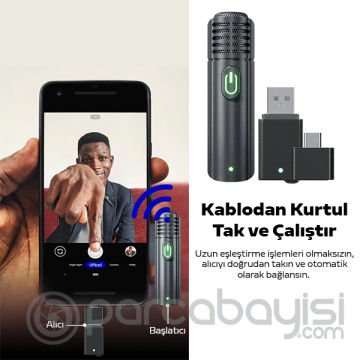 VUXBEEG UP30 2.4GHz Mini Kablosuz Yaka Mikrofonu Youtuber iOS Android