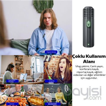 VUXBEEG UP30 2.4GHz Mini Kablosuz Yaka Mikrofonu Youtuber iOS Android