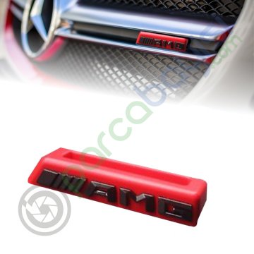 Amg Ön Tampon Izgara Amblemi 3D Monogram Amg Rozet Kırmızı