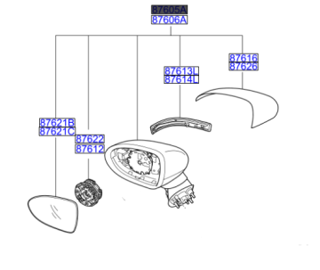 Kia Rio Dikiz Ayna Komple Sol Orjinal | 876101W320