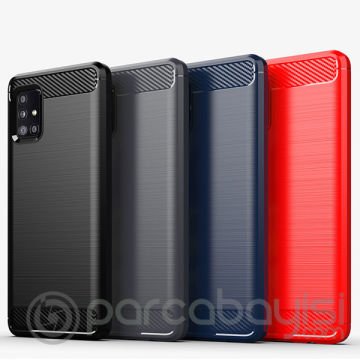 ALLY Samsung Galaxy A51 Brushed Carbon Fiber Silikon Kılıf