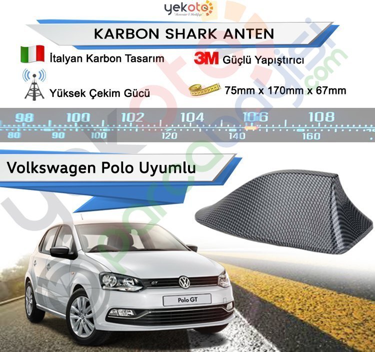 Volkswagen Polo Karbon Shark Anten Köpek Balığı Anten Elektrikli İtalyan Tasarım