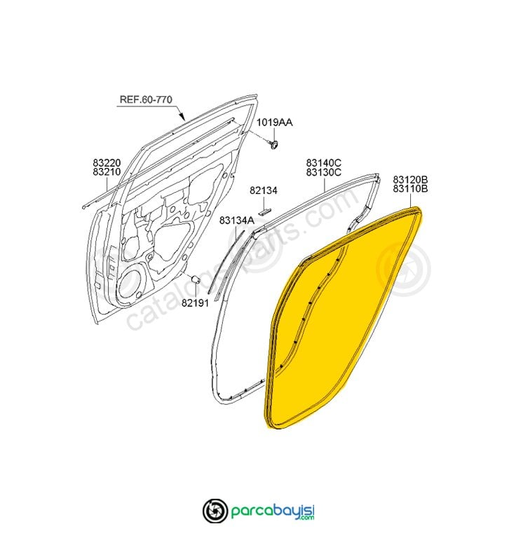 Kia Rio Arka Kapı Gövde Fitili Sağ Gri H/B Orjinal | 831201G200Xı
